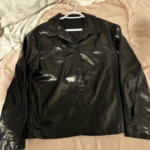 Black Women's Faux Leather Jacket